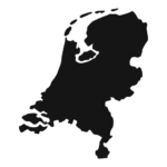 Black silhouette of the Netherlands.